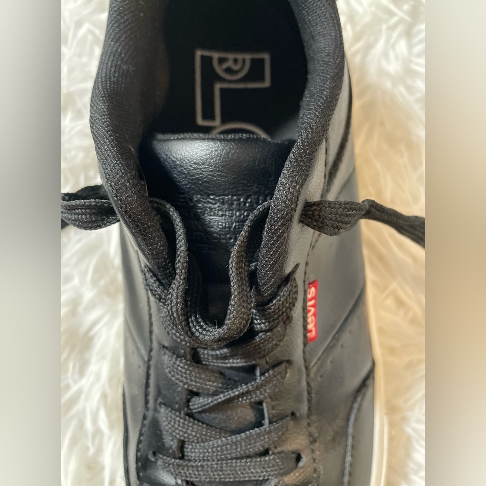 Levi's Mens Munro Faux Leather Retro Low Top Sneakers Black Classic Shoes 10 - Picture 8 of 9